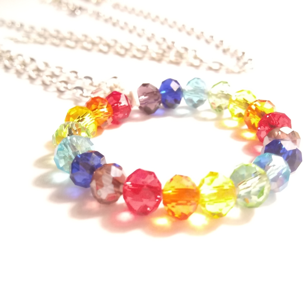 Lesbian Pride Crystal Circle Necklace